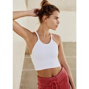 NWOT Free People Movement Happiness Runs Ribbed Crop Tank in White